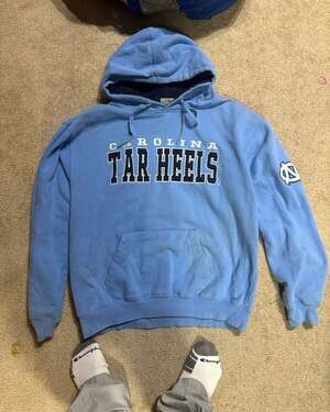 North Carolina Tar Heels Hoodie Sweatshirt Men XL Blue Basketball Iron on Logo